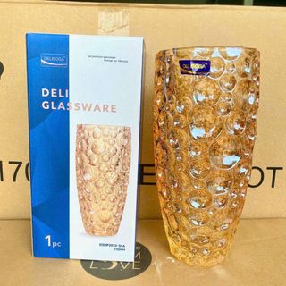 BÌNH CẮM HOA THUỶ TINH VÀNG CHẤM BI 25cm DELI DSHP2032-3 (T8)