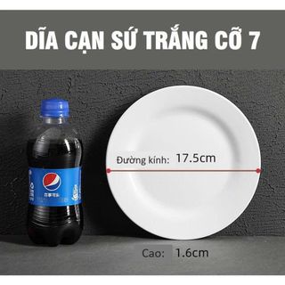 ĐĨA SỨ CẠN TRẮNG TRƠN SIZE 7 - 18CM (T80)