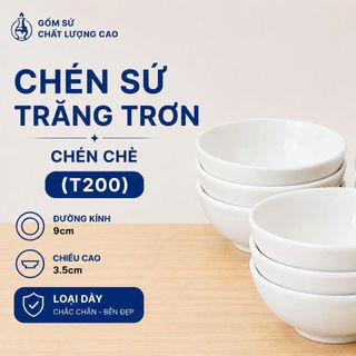 CHÉN SỨ TRẮNG TRƠN CHÉN CHÈ (T200)