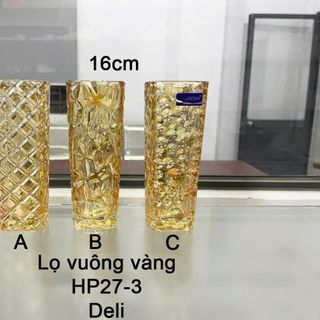 BÌNH CẮM HOA THUỶ TINH VUÔNG HỔ PHÁCH 16cm DELI HP27-3 (T24)