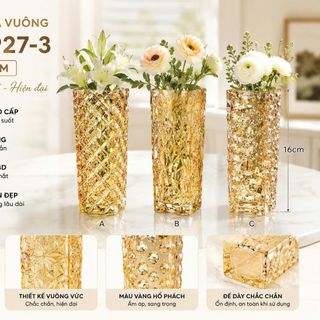 BÌNH CẮM HOA THUỶ TINH VUÔNG HỔ PHÁCH 16cm DELI HP27-3 (T24)