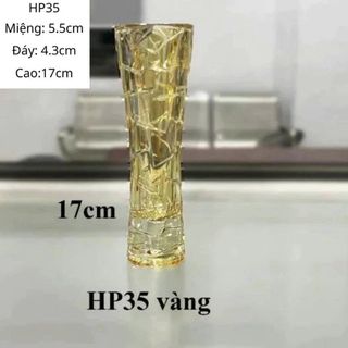 BÌNH CẮM HOA THUỶ TINH VÀNG 17cm DELI HP35 (T36)