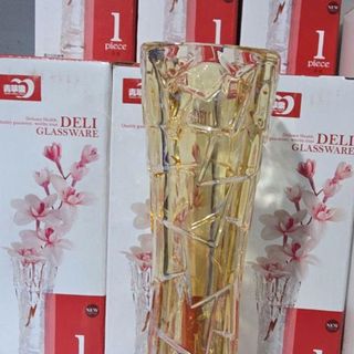 BÌNH CẮM HOA THUỶ TINH VÀNG 17cm DELI HP35 (T36)