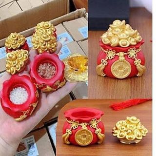 HỦ ĐỰNG MUỐI GẠO TÀI LỘC MÀU ĐỎ