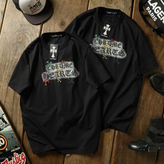 Mẫu áo thun CHROME HEARTS đang hot ss26. Logo in phồng.