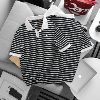 Áo Polo sọc nam.  Chất liệu cotton dệt QC.   Thiết kế logo thêu tinh tế xịn xò.