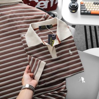 Áo Polo sọc nam.  Chất liệu cotton dệt QC.   Thiết kế logo thêu tinh tế xịn xò.