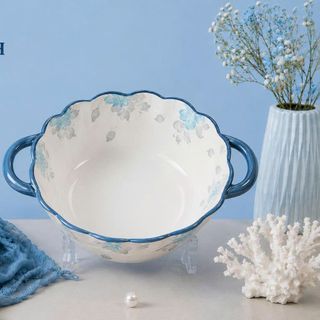 TÔ SỨ CÓ QUAI XOẮN HOA XANH GL290 SIZE 9.5 - 25CM (T30)