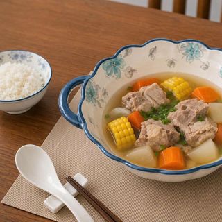 TÔ SỨ CÓ QUAI XOẮN HOA XANH GL290 SIZE 9.5 - 25CM (T30)