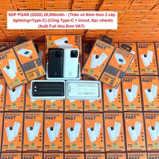SDP PGAR (G520) 20,000mAh - (Thân vỏ Kèm theo 2 cáp lightning+Type-C) (Cổng Type-C = in/out, Sạc nhanh)