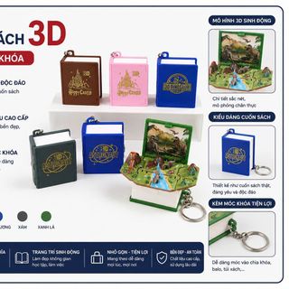MÔ HÌNH CUỐN SÁCH 3D KÈM MÓC KHÓA