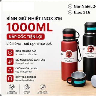 BÌNH GIỮ NHIỆT INOX 316 1000ML NẮP CỐC (T40)