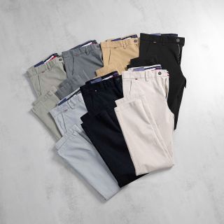 Quần kaki dài nam. Chất vải 98% cotton dày dặn đanh mịn 2% sợi Spandex co giãn thoải mái.