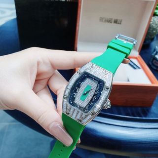 XẢ KHO ĐỒNG HỒ NỮ SIÊU CẤP RICHART DÂY CAO SU MẶT CHỮ NHẬT VIỀN PHA LÊ