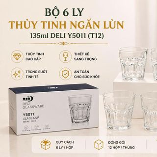 BỘ 6 LY THUỶ TINH NGẤN LÙN 150ml DELI Y5011 (T12)