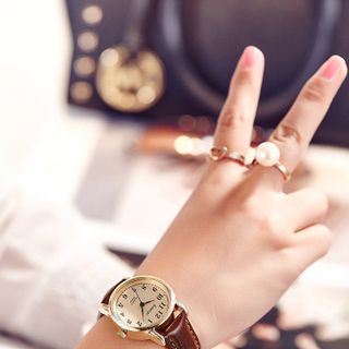 Đồng Hồ Đôi Dây Da Đen Viền Vàng Sang Trọng ĐH30