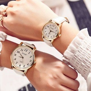 Đồng Hồ Đôi Dây Da Đen Viền Vàng Sang Trọng ĐH30