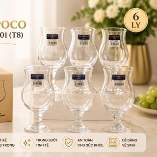 BỘ 6 LY THUỶ TINH POCO 360ml DELI GL1601 (T8)
