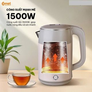 ẤM SIÊU TỐC 2 LỚP INOX 304 1,8L COMET CM8235 (T12)
