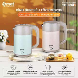 ẤM SIÊU TỐC 2 LỚP INOX 304 1,8L COMET CM8235 (T12)