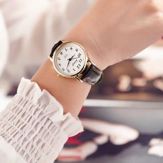 Đồng Hồ Đôi Dây Da Đen Viền Vàng Sang Trọng ĐH30