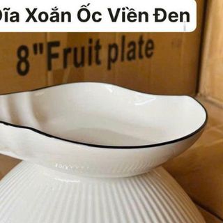 ĐĨA SỨ HÌNH ỐC SỌC VIỀN ĐEN CAO CẤP (T60)