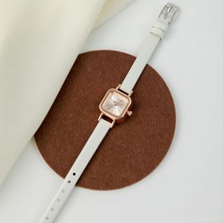 Đồng Hồ Nữ Vuông Dây Da Đen Viền Vàng Hồng Thanh Lịch ĐH15
