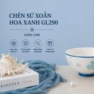CHÉN SỨ XOẮN HOA XANH GL290 CHÉN CƠM (T120)