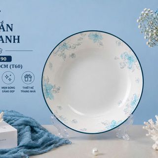 ĐĨA SỨ ẢO XOẮN HOA XANH GL290 SIZE 8 - 20CM (T60)