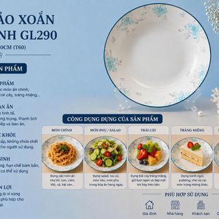 ĐĨA SỨ ẢO XOẮN HOA XANH GL290 SIZE 8 - 20CM (T60)