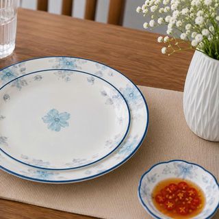 ĐĨA SỨ CẠN XOẮN HOA XANH GL290 SIZE 7 - 18CM (T72)