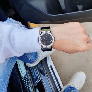 ĐỒNG HỒ NAM NỮ SIÊU CẤP HB HUPOT CAO SU BỌC DA ĐEN CÓ GIẤY KIỂM ĐỊNH