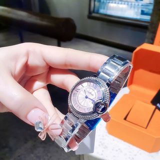 ĐỒNG HỒ NỮ CHÍNH HÃNG COMLORVEY THÉP MẶT HỒNG VIỀN ĐÁ FULLBOX