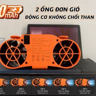 Quạt mini đeo thắt lưng F19 2 ống gió dung lượng pin 20000mAh,pin khủng kiêm sạc dự phòng cho điện thoại