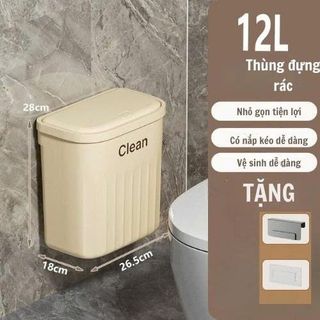 THÙNG RÁC TREO TƯỜNG CLEAN 12L CÓ NẮP (T48)