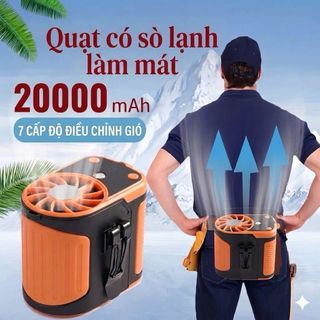 [ Có sò lạnh ]Quạt đeo thắt lưng F23 động cơ không chổi than,gió khoẻ pin trâu dung lượng pin 20000mAh