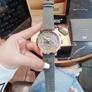 SĂN SALE MÙA HÈ ĐỒNG HỒ NAM TRUNG CẤP MONBLAN DÂY DA LỘN MẶT CHONOGRAP CHẤM TRẮNG