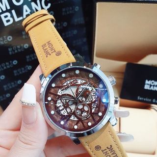 SĂN SALE MÙA HÈ ĐỒNG HỒ NAM TRUNG CẤP MONBLAN DÂY DA LỘN MẶT CHONOGRAP CHẤM TRẮNG