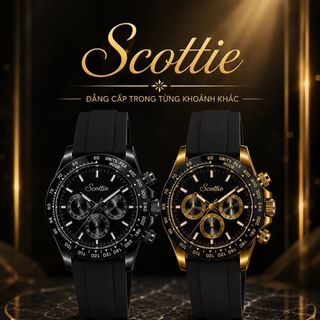 ĐỒNG HỒ NAM CHÍNH HÃNG SCOTTYE CHRONOGRAPH DÂY CAO SU ĐEN FULLBOX GIÁ MỚI