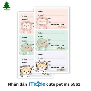 Nhãn vở Maple CUTE PET, COOL DINO 50 tập/ 1 lốc