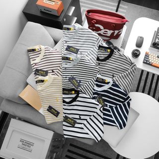 Áo thun Polo Sọc nam.  Chất liệu cotton dệt quảng châu.