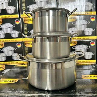 BỘ 3 NỒI INOX CÓ QUAI CAO CẤP QUÀ TẶNG