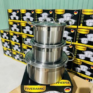 BỘ 3 NỒI INOX CÓ QUAI CAO CẤP QUÀ TẶNG