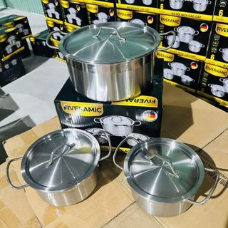 BỘ 3 NỒI INOX CÓ QUAI CAO CẤP QUÀ TẶNG