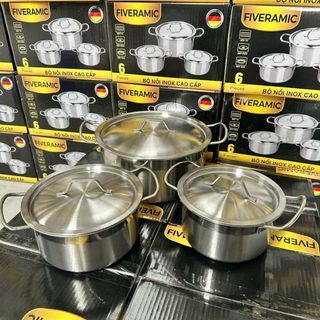 BỘ 3 NỒI INOX CÓ QUAI CAO CẤP QUÀ TẶNG