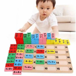 Đồ chơi Domino toán học bằng gỗ 110 chi tiết