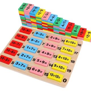 Đồ chơi Domino toán học bằng gỗ 110 chi tiết