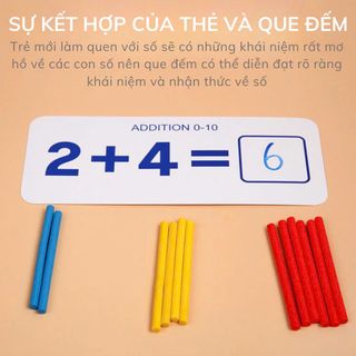 Bộ Giáo Cụ Học Toán Que Tính, Thẻ Ghép Số Học Phép Tính Tư Duy, Giáo Cụ Montessori Cho Bé