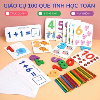 Bộ Giáo Cụ Học Toán Que Tính, Thẻ Ghép Số Học Phép Tính Tư Duy, Giáo Cụ Montessori Cho Bé