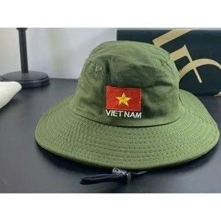 Mũ vành tai bèo lao động, nón bo nam nữ tình nguyện viên thêu cờ việt nam có dây rút chống bay MU440